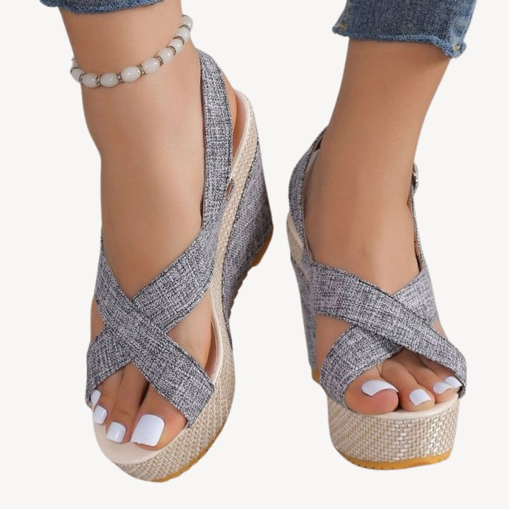 Damen Orthopädische Denim-Keilplateausandalen | Vestea