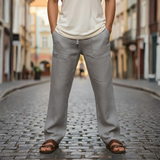 Trousers Baggy Linen Drawstring Mens