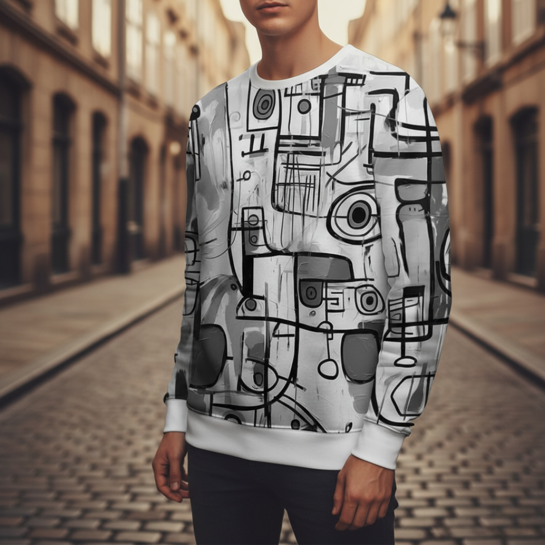Herren Sweatshirt mit Modernem Design aus Stoff | Vestea