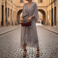 Maxi Dress Short Sleeve Chiffon Womens