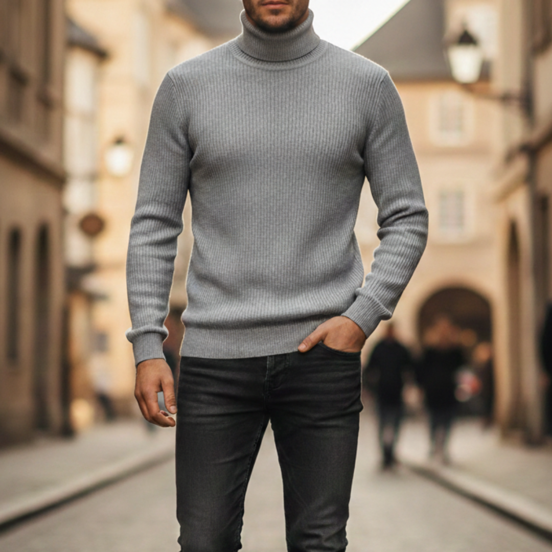 Pull-over en tricot à col roulé pour homme
