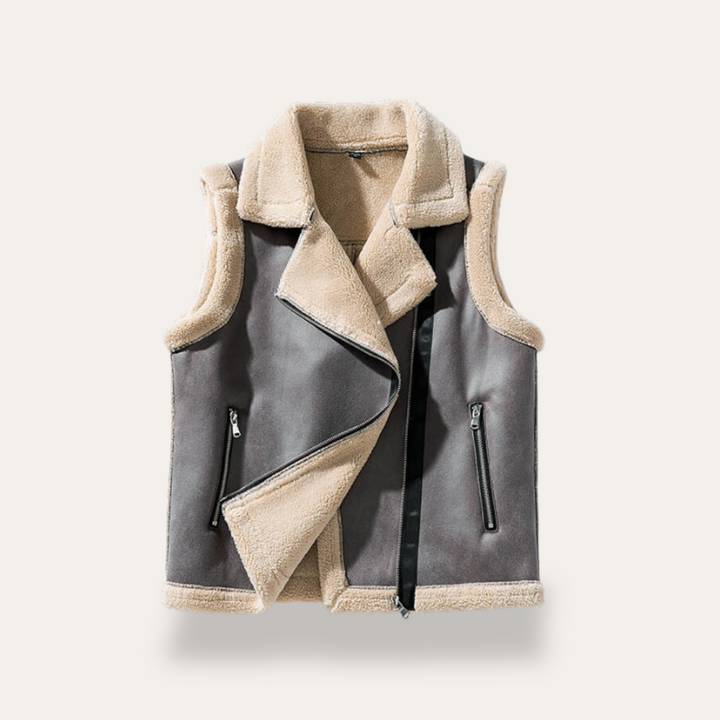 Kunstleder-Weste mit Fleece-Innenseite fur Herren | Vestea