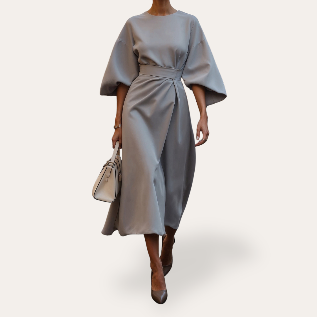 Vestea | Damen Kleid mit weiten Ärmeln aus Leinenmischung