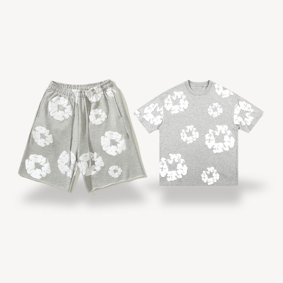 Baumwoll-Set Blumen T-Shirt & Shorts Unisex | Vestea