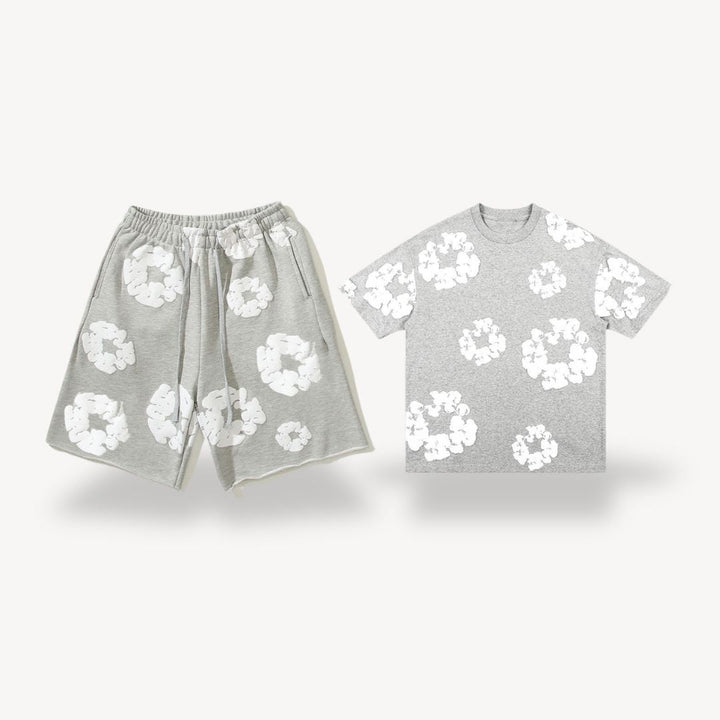 Baumwoll-Set Blumen T-Shirt & Shorts Unisex | Vestea