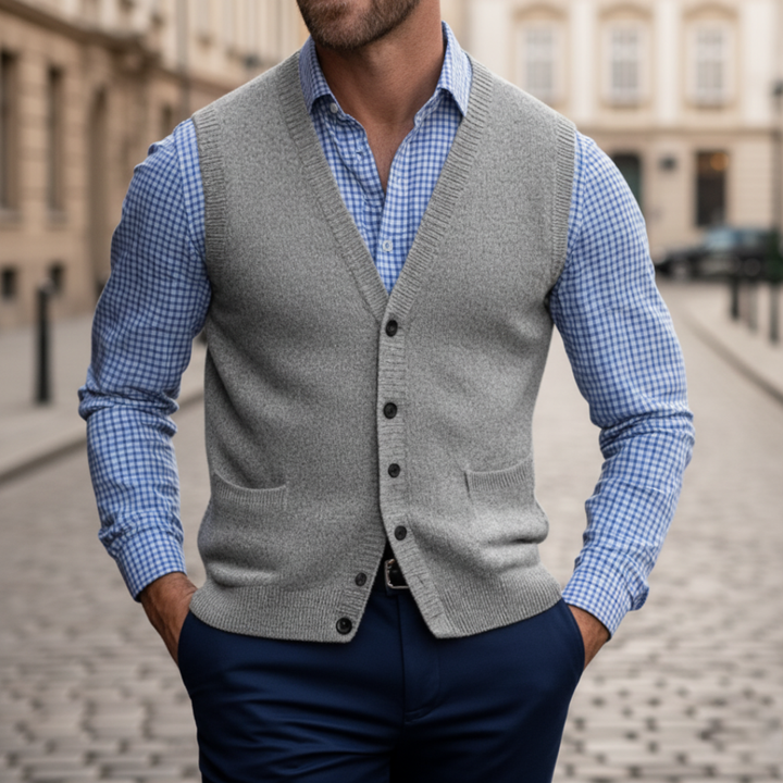 Herren Strickweste Mit Knöpfen | Vestea