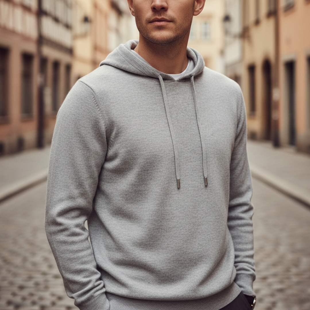 Suéter con capucha tejido para hombre