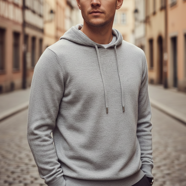 Suéter con capucha tejido para hombre
