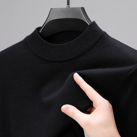 Suéter para hombre de cachemira, manga larga, ajuste regular, cuello redondo