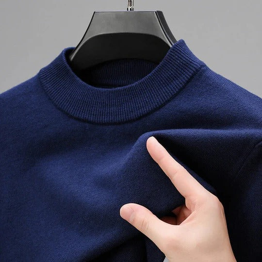 Suéter para hombre de cachemira, manga larga, ajuste regular, cuello redondo