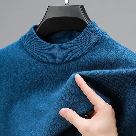 Suéter para hombre de cachemira, manga larga, ajuste regular, cuello redondo