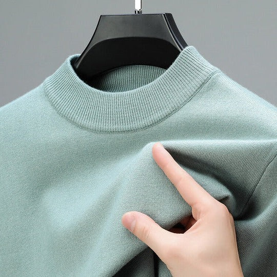 Suéter para hombre de cachemira, manga larga, ajuste regular, cuello redondo