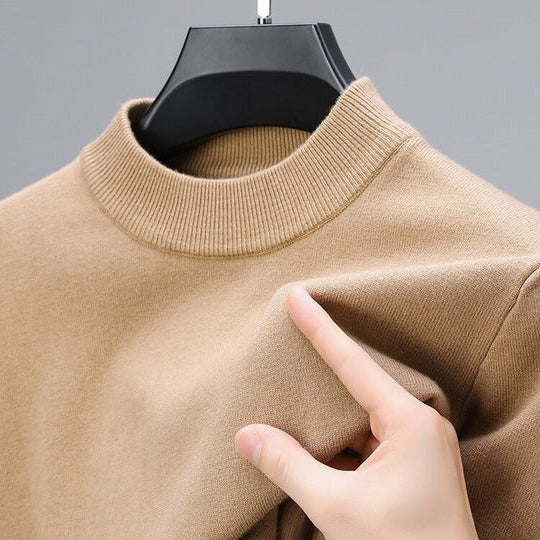 Suéter para hombre de cachemira, manga larga, ajuste regular, cuello redondo