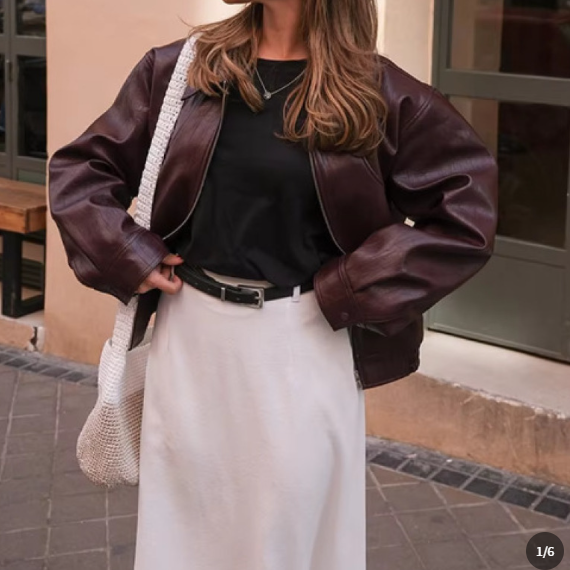 Women's Jacket Faux Leather Vintage Style – Casual Outerwear