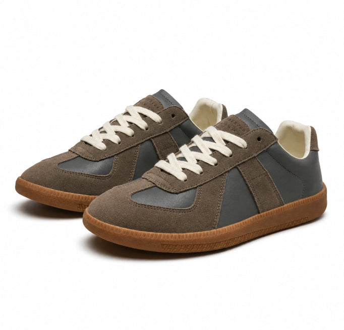 Men's Sneakers Leather Lace Up Non Slip Low Top Casual