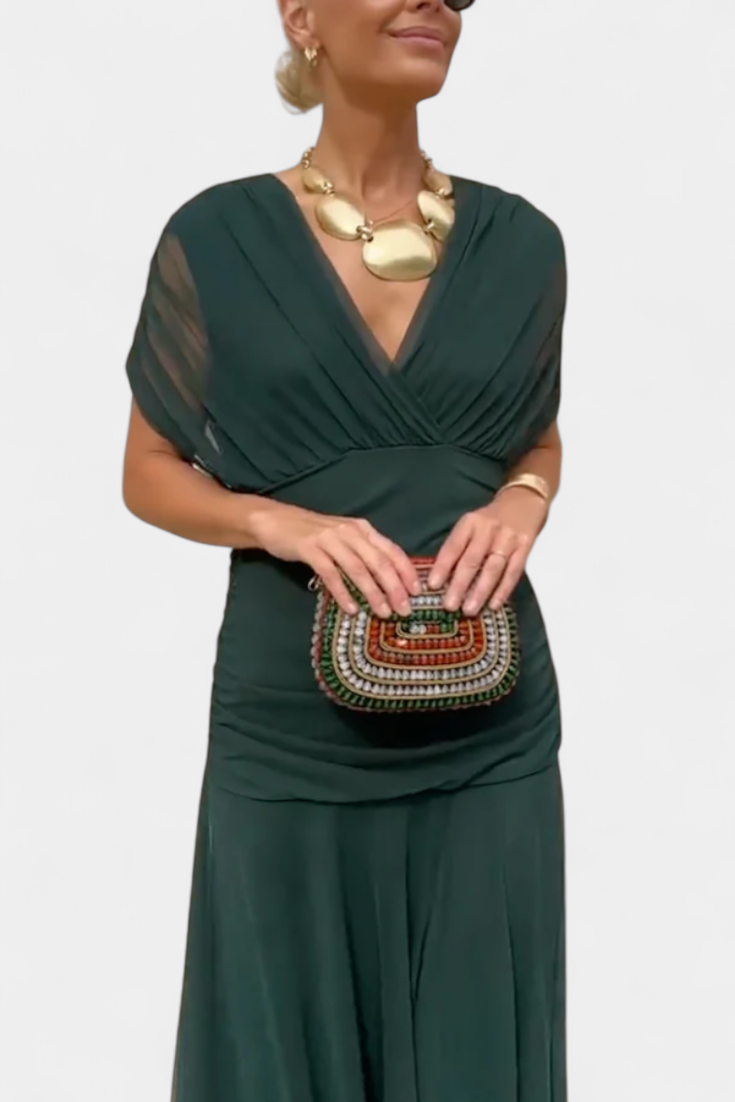 Robe femme à manches longues florale pour cérémonie