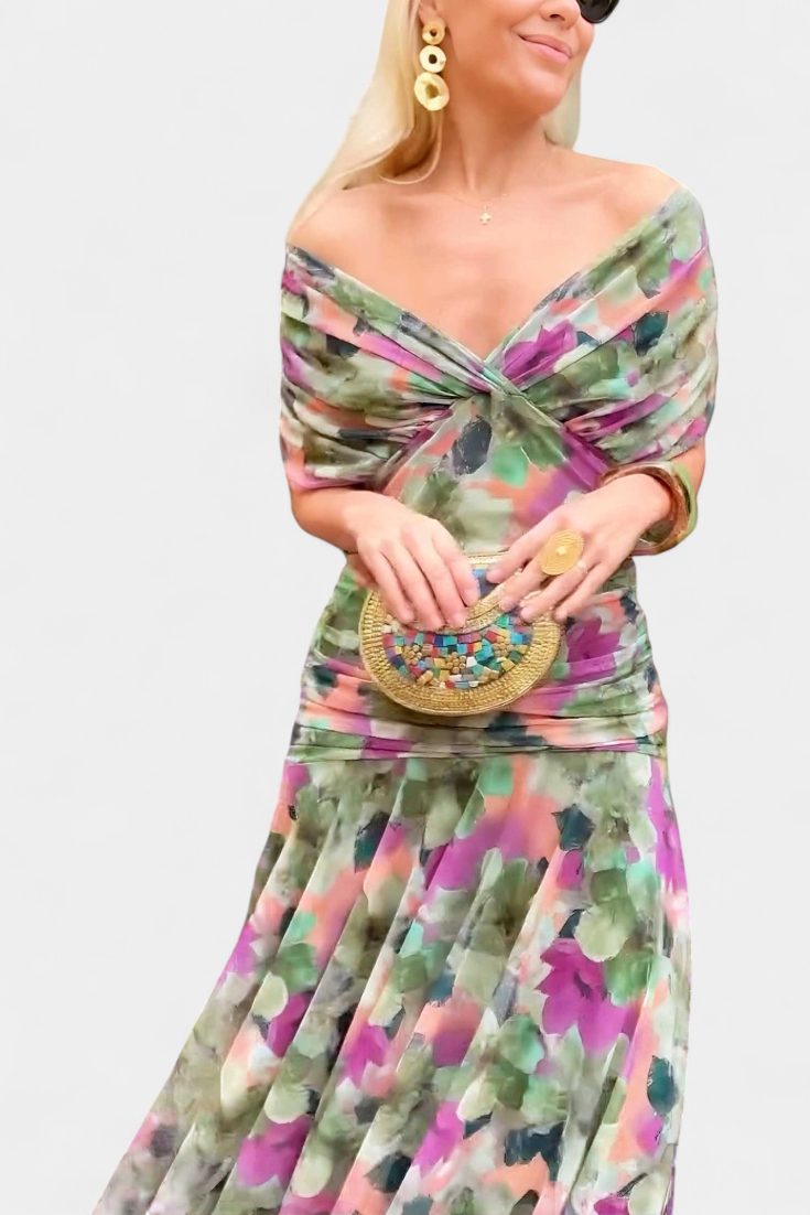 Robe femme à manches longues florale pour cérémonie