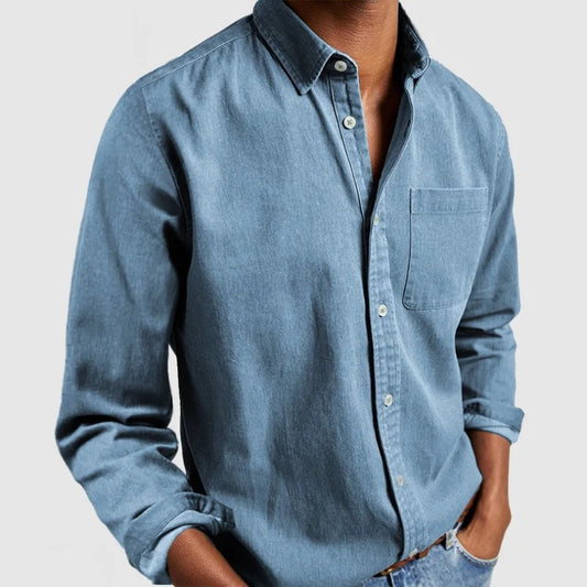 Men's Vintage Cotton Chambray Shirt Top