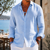 Men's Relaxed Linen Button Shirt Top