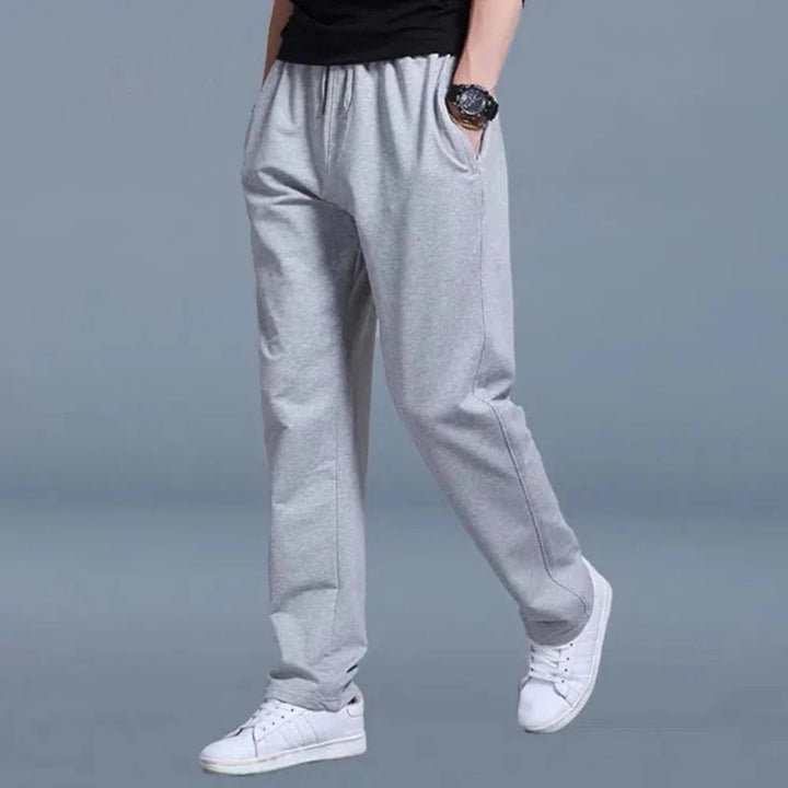 Pantalones deportivos para hombre mezcla de algodón con cintura elástica, cordón, absorción de humedad y bolsillos laterales – Gimnasio casual