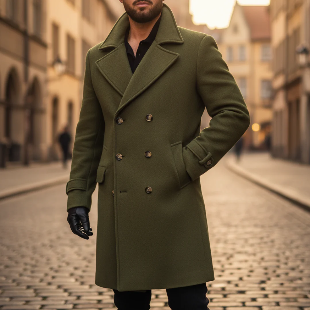 Winter wool coat for men double-breasted | Vestea