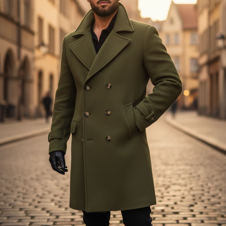 Winter wool coat for men double-breasted | Vestea