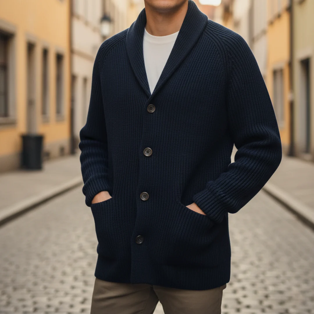 Herren Cardigan mit Knöpfen aus Polyester | Vestea