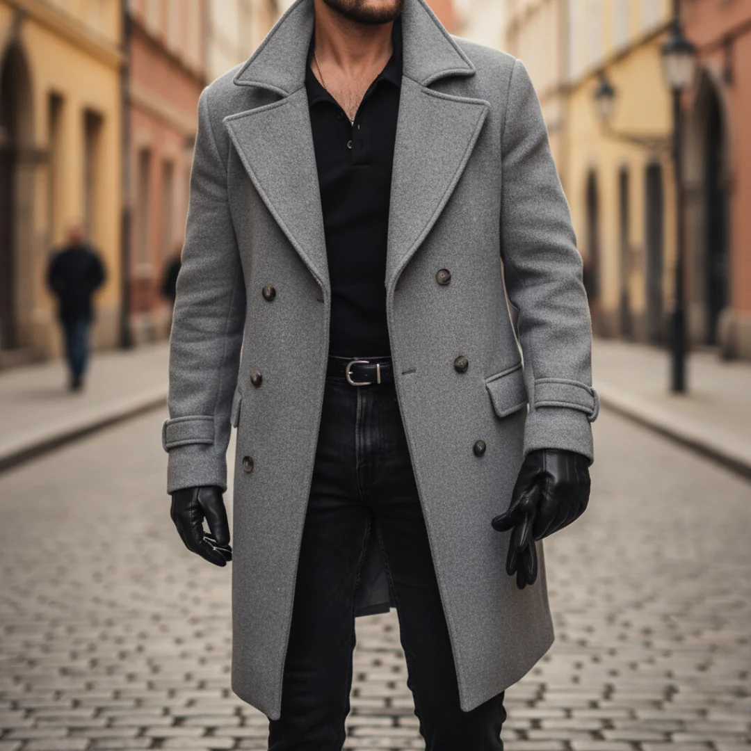 Winter wool coat for men double-breasted | Vestea