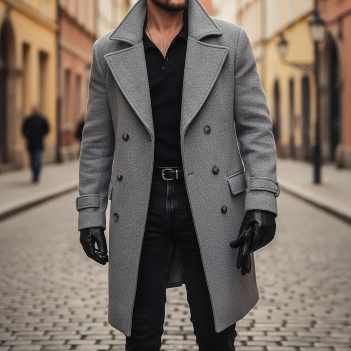 Winter wool coat for men double-breasted | Vestea