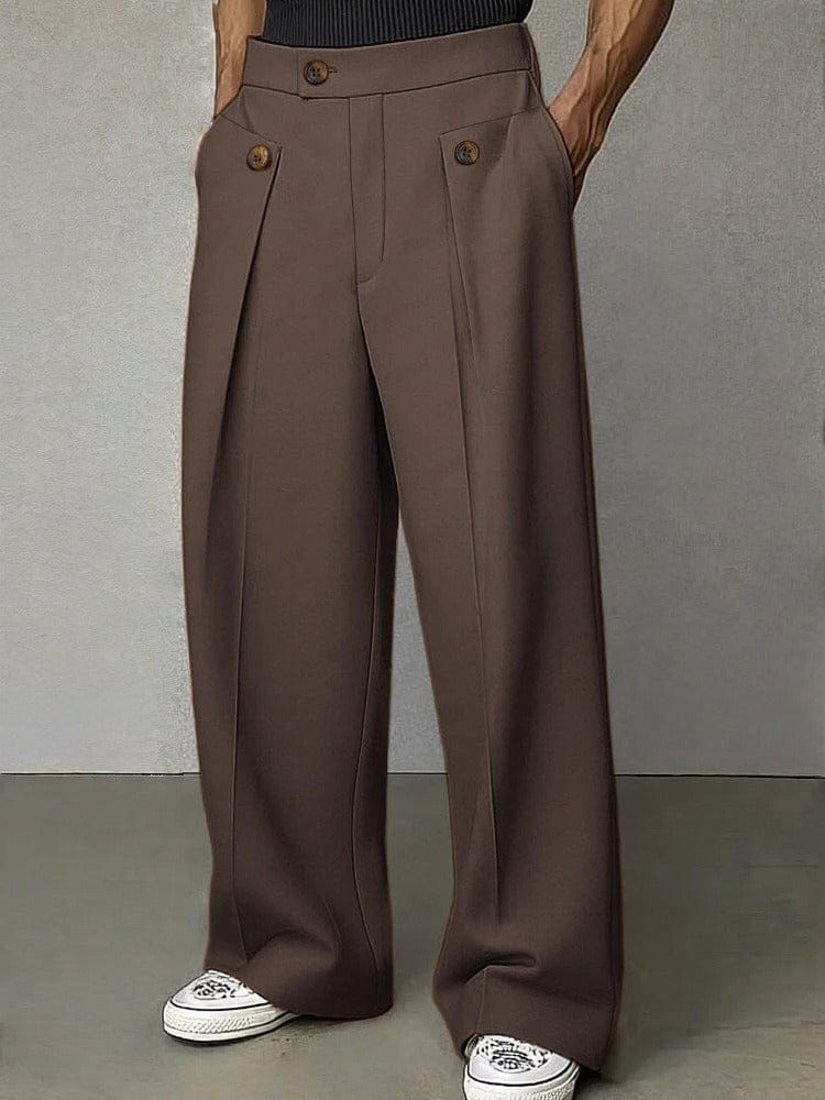 Men's Wide-Leg Trousers Pants Close Up