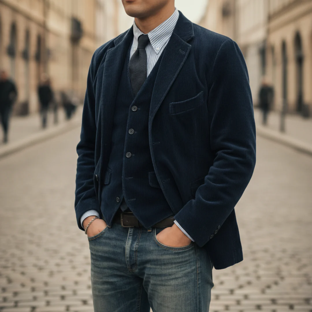 Herren Veloursjacke mit Weste | Vestea