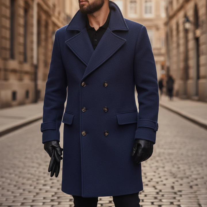 Winter wool coat for men double-breasted | Vestea