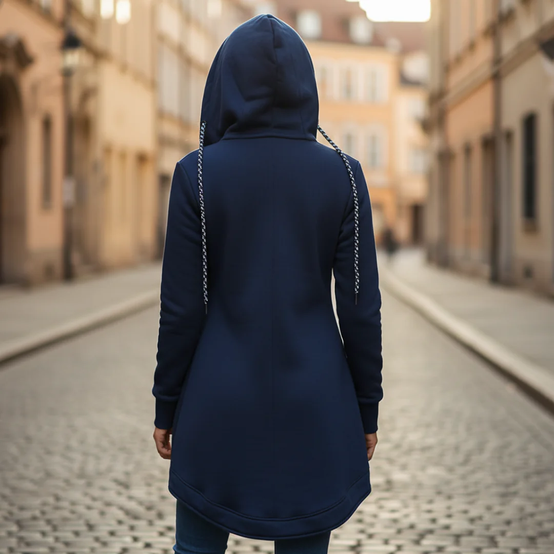 Damen Langarm Hoodie Asymmetrischer Reißverschluss Casual | Vestea