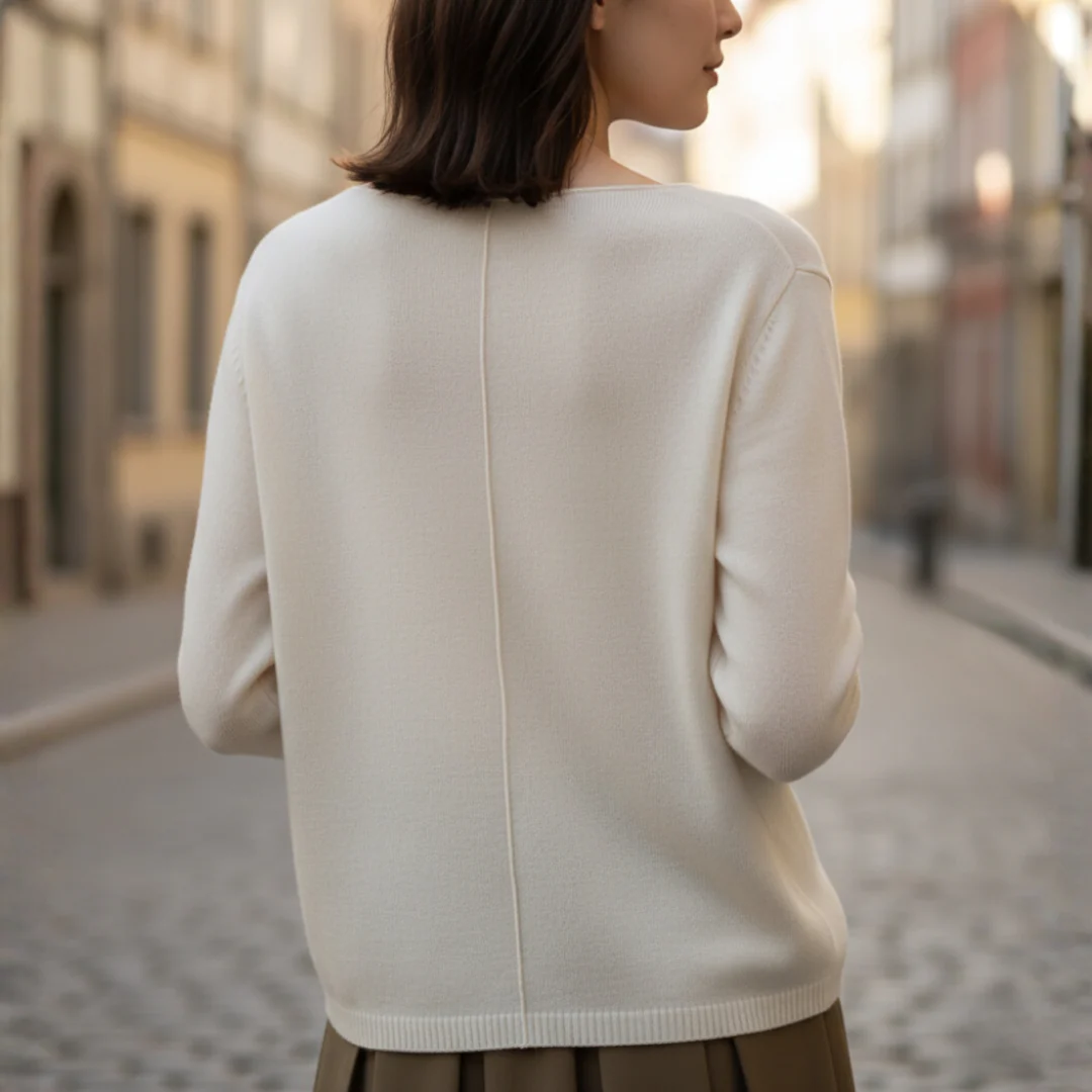 Damen Pullover aus Kaschmir mit Rundhalsausschnitt und Knöpfen | Vestea