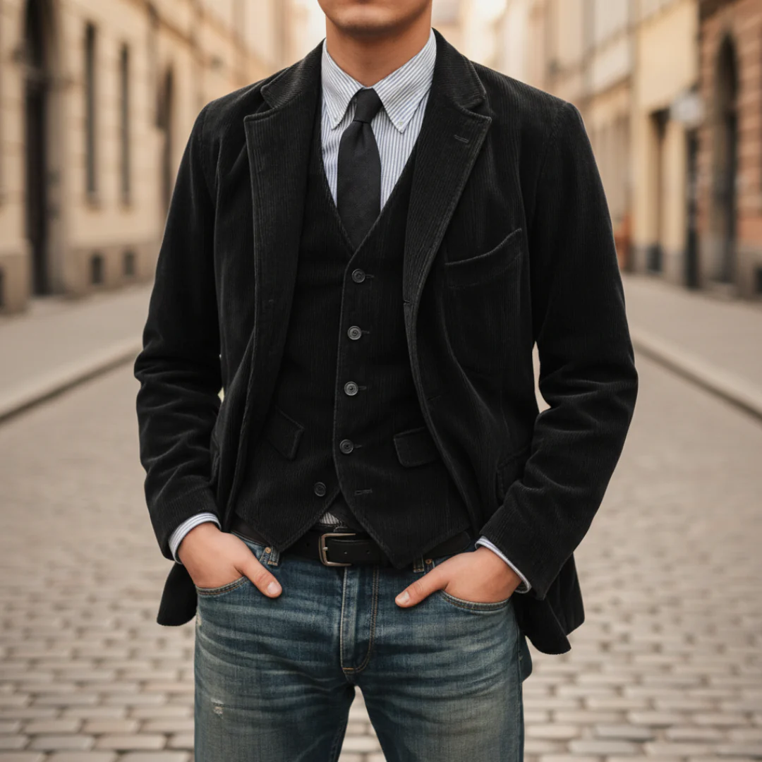 Herren Veloursjacke mit Weste | Vestea