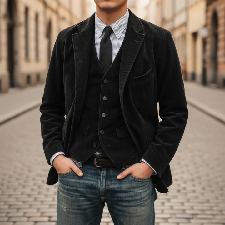 Herren Veloursjacke mit Weste | Vestea