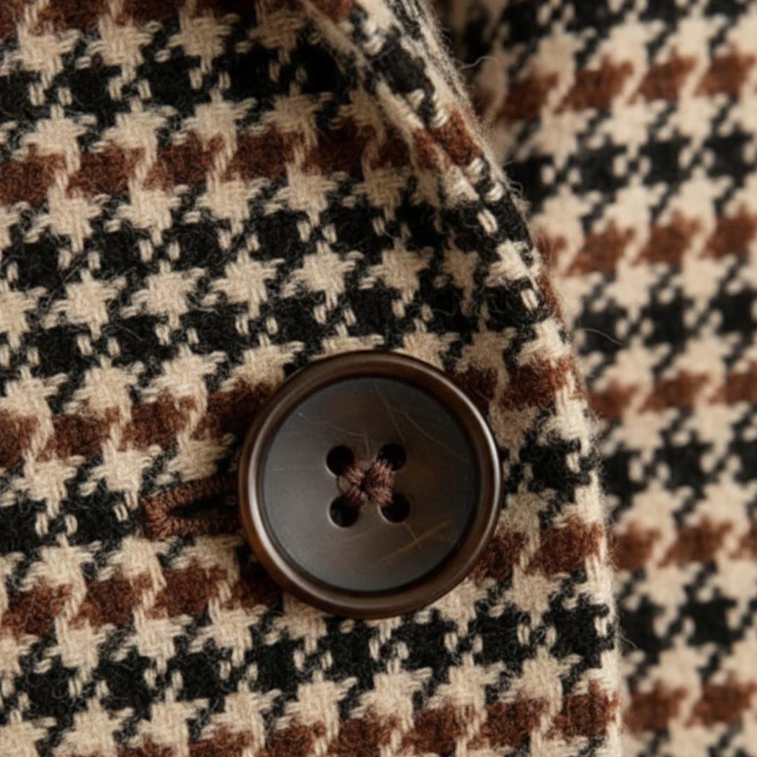 Damen Blazer Tweed Wollmischung Karomuster Oversize | Vestea