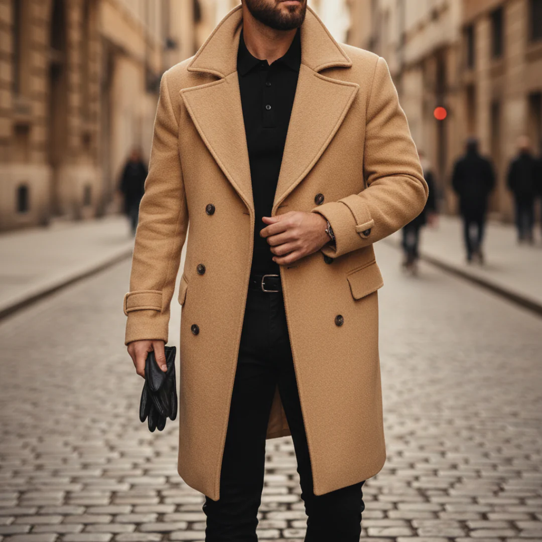 Winter wool coat for men double-breasted | Vestea