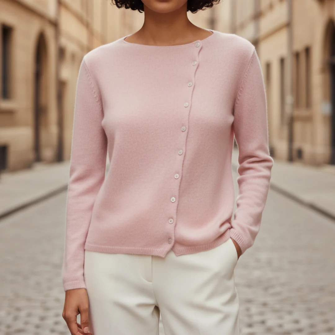 Damen Pullover aus Kaschmir mit Rundhalsausschnitt und Knöpfen | Vestea