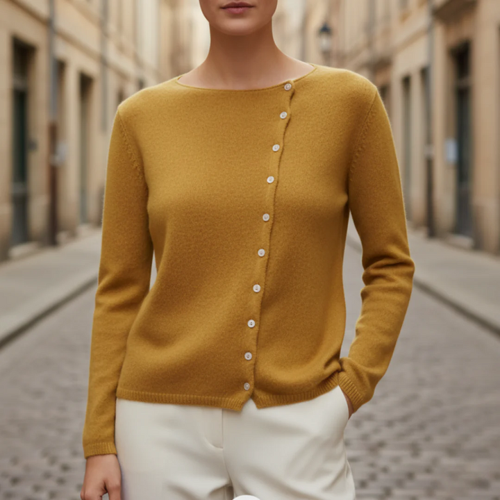 Damen Pullover aus Kaschmir mit Rundhalsausschnitt und Knöpfen | Vestea