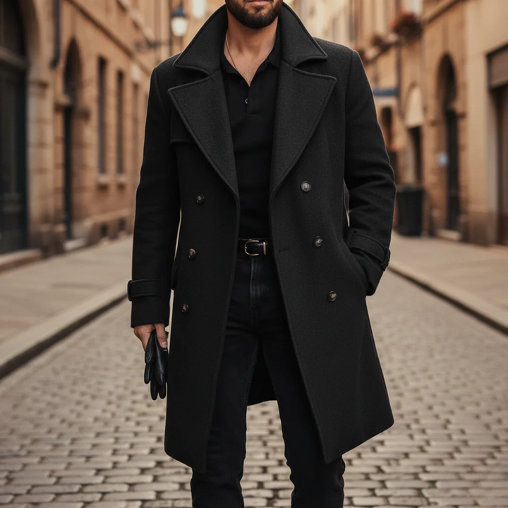 Winter wool coat for men double-breasted | Vestea