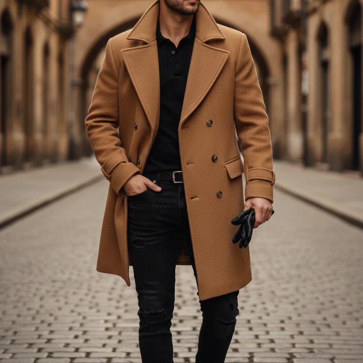 Winter wool coat for men double-breasted | Vestea