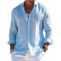 Men's Shirt Linen Button-Up Short Sleeve Regular Fit