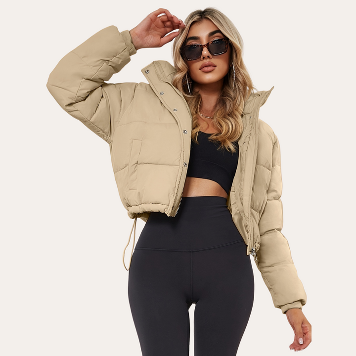Damen Kurze Pufferjacke mit Kapuze | Vestea