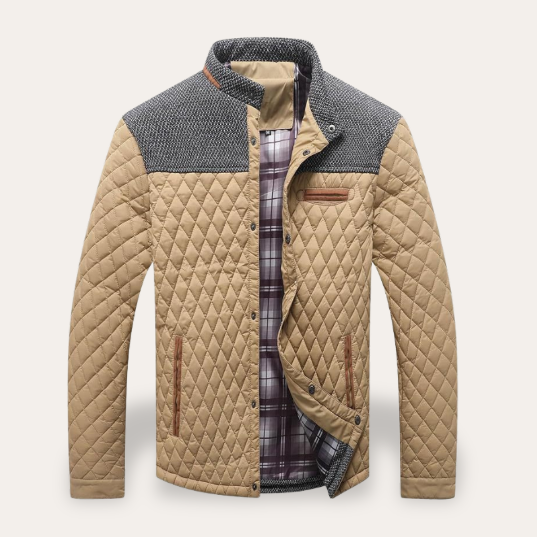 Herren-Steppjacke mit Stehkragen und Strickdetails | Vestea