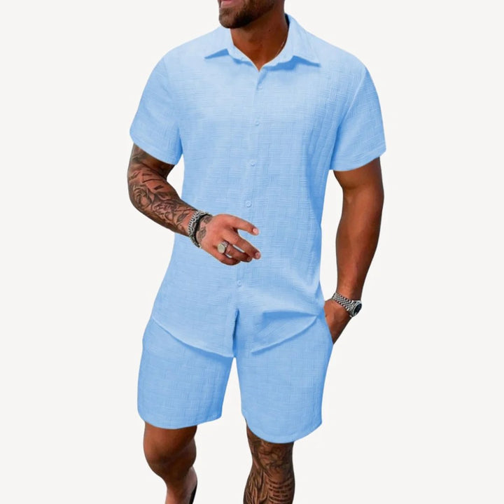 Herren Sommer-Set aus Leinenmischung mit Shorts | Vestea
