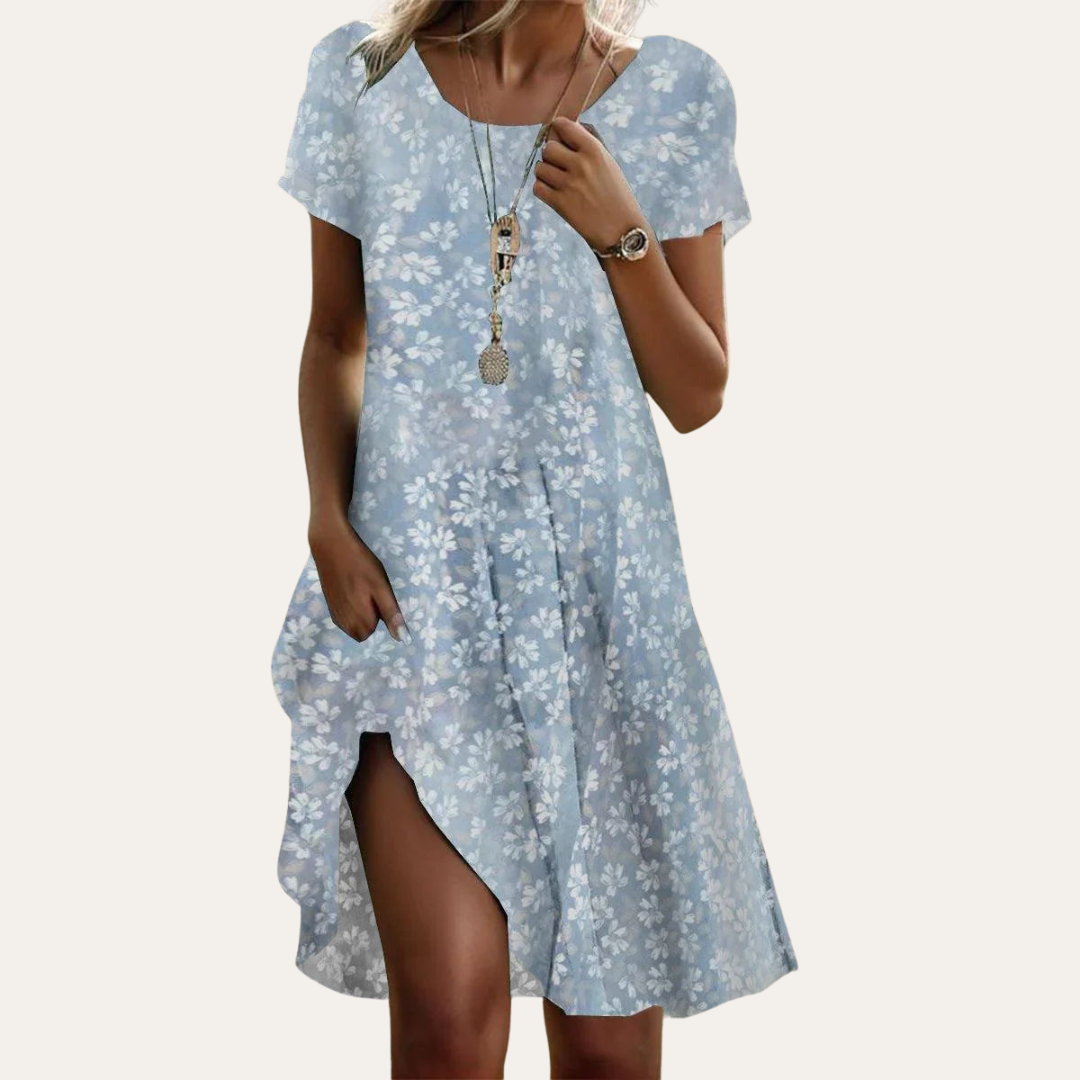 Damen Baumwollkleid – Kurzarm Midi-Länge, Luftig & Bequem für Sommer, Alltag & Urlaub | Vestea