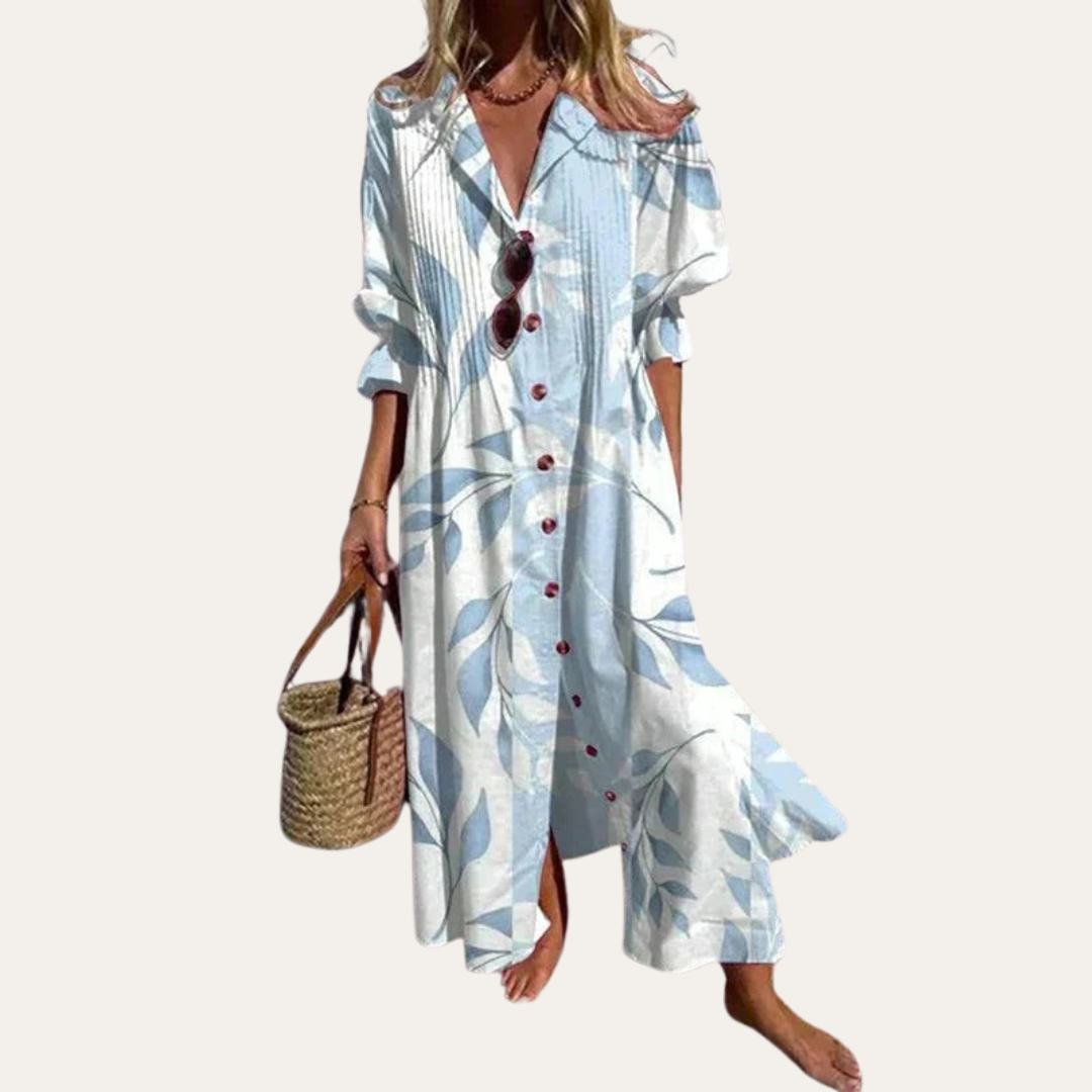 Maxikleid Boho Blumen Langarm Damen | Vestea