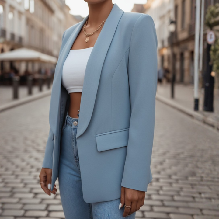 Damenjacke aus Stretchstoff mit langen Ärmeln und Taschen | Vestea