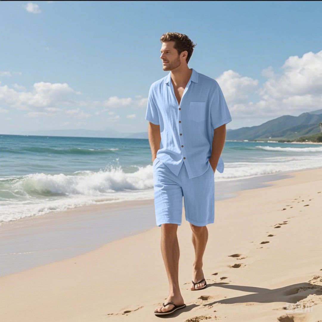 Herren Leinen Kurzarm Sommer Set | Vestea
